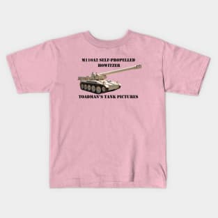 M110A2 Self-propelled 8-inch Howitzer-blk_txt_Toadman's Tank Pictures Kids T-Shirt